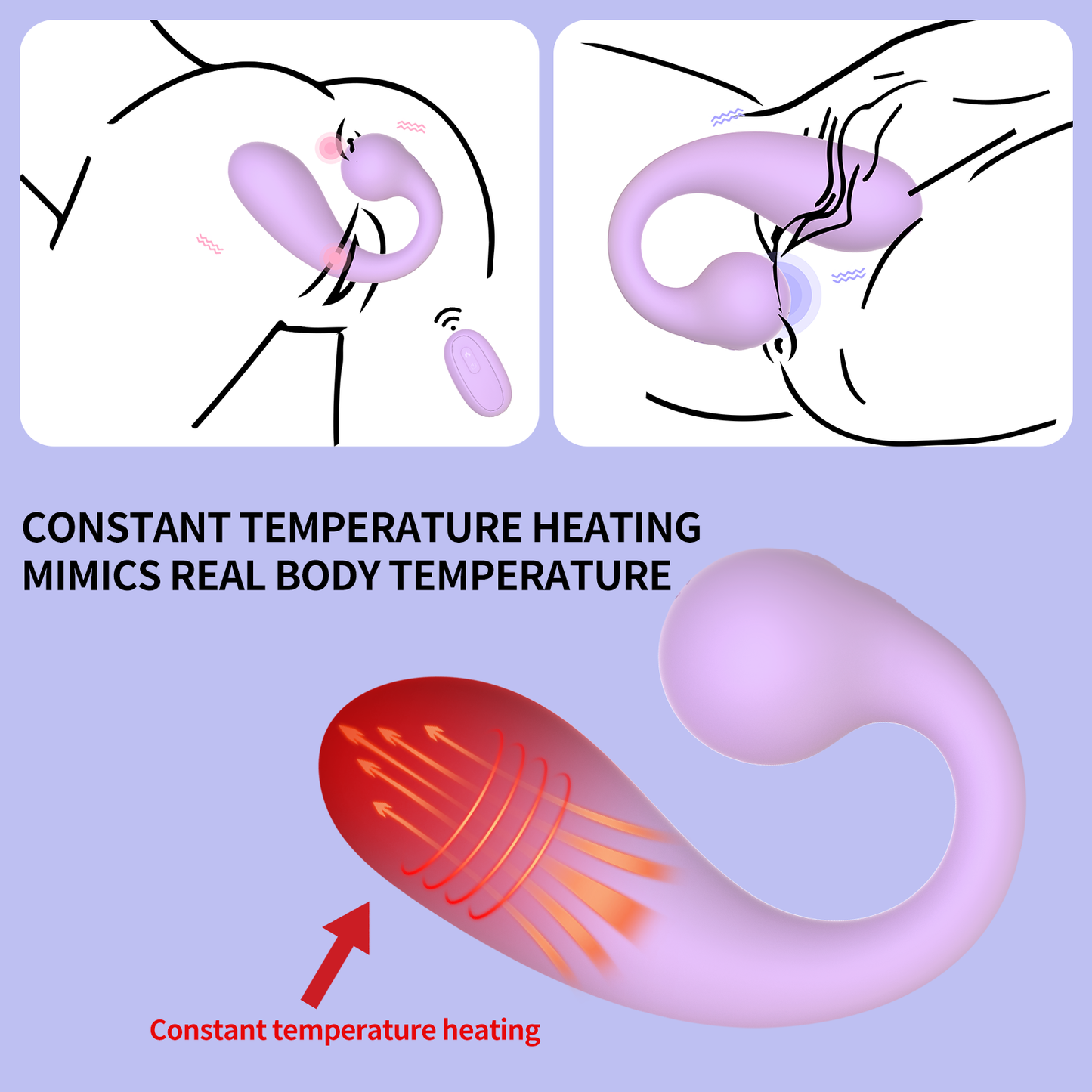 U-Shaped Dual Vibrating Wearable - Remote Control & Heating Function