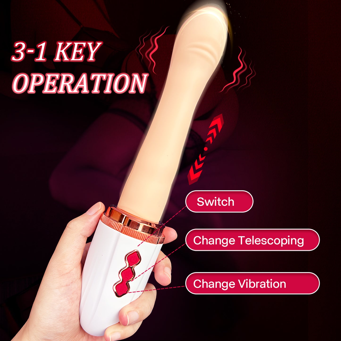 White Automatic Thrusting Machine - 10 Vibration & 5 Telescopic Modes with Magnetic Charging
