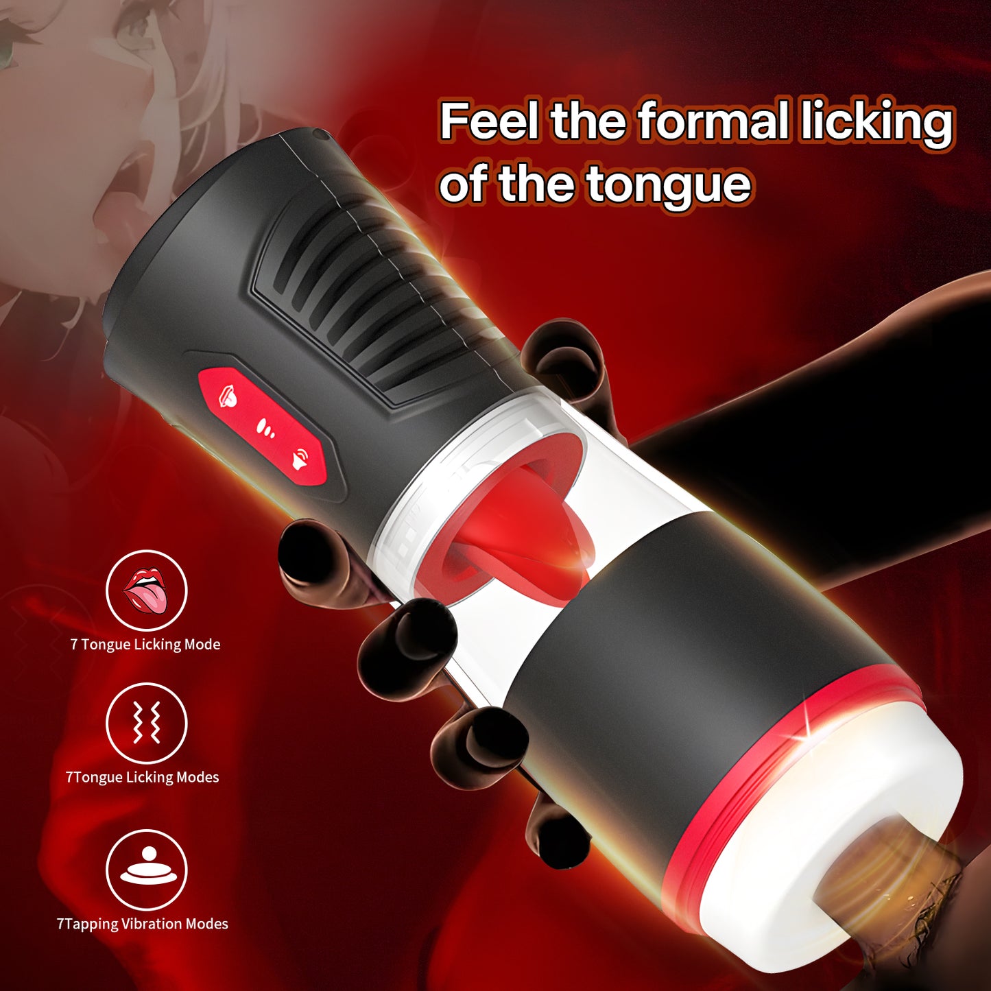 Realistic Tongue Licking Male Masturbator - 7 Licking & 4 Suction Modes with Voice Interaction